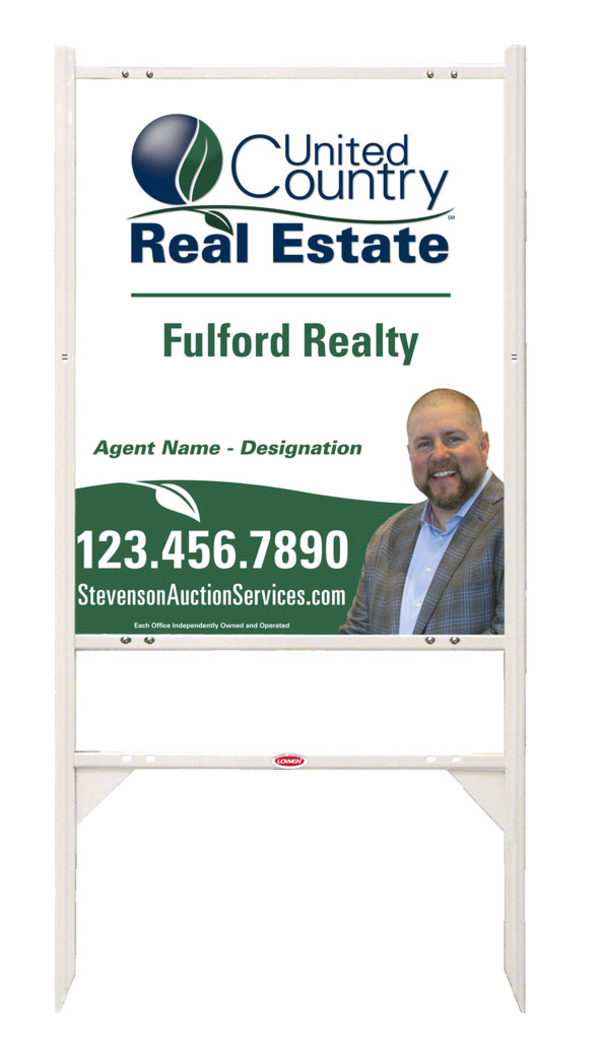 United Country Real Estate Angle Iron Frame and Photo Sign Panel Unit, 30"h x 24"w, Steel