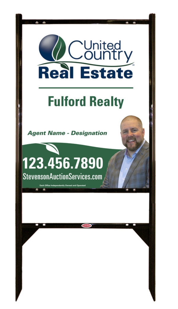 United Country Real Estate Angle Iron Frame and Photo Sign Panel Unit, 30"h x 24"w, Steel