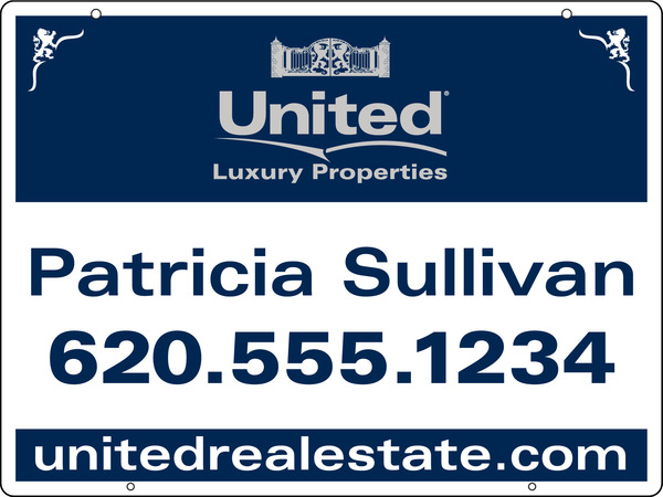 Real Estate Luxury Properties Agent Hanging Sign Panel, 24GA Steel 18"H X 24"W