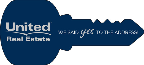 United Real Estate Key Shaped Sign Panel, 16"h x 35"w, 3MM Aluminum Composite