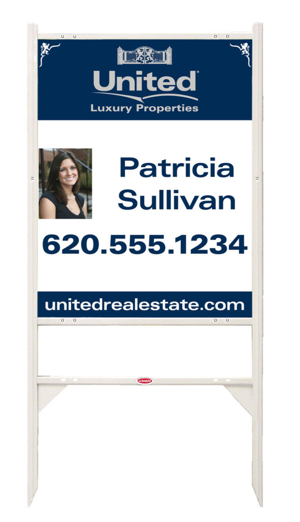 Angle Iron Frame And Agent Photo Luxury Properties Sign Panel Unit, 30"H X 24"W, Steel