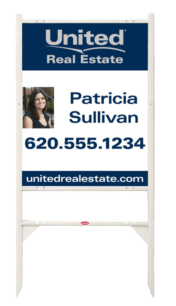 Angle Iron Frame And Agent Photo Sign Panel Unit, 30"H X 24"W, Steel