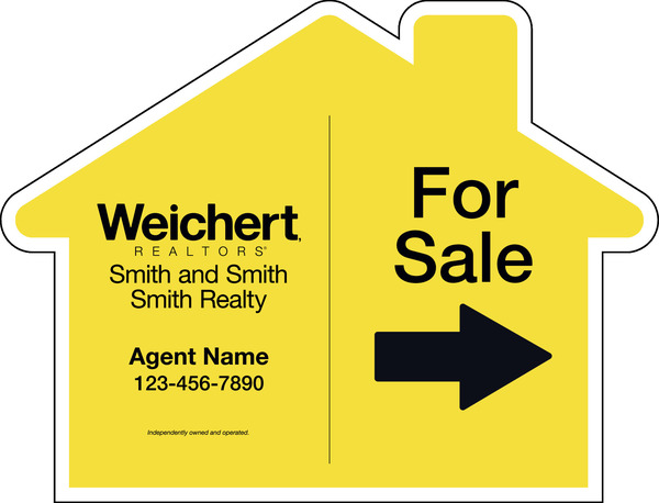 Agent For Sale House Shape Sign Panel, 18"H X 24"W, 4mm