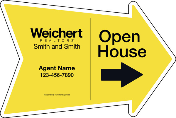 Agent Open House Arrow Shape Sign Panel, 18"H X 24"W, 4mm
