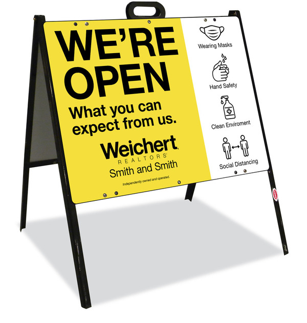 Angle Iron A-Frame And We're Open Sign Panel Unit, 18"H X 24"W, Steel