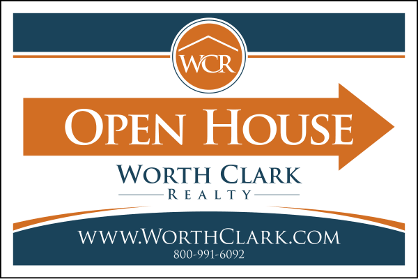 Worth Clark Directional Open House Sign Panel, 12"h x 18"w, 4mm Corrugated Plastic