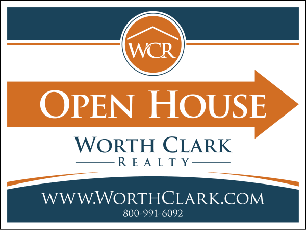 Worth Clark Directional Open House Sign Panel, 18"h x 24"w, 4mm Corrugated Plastic