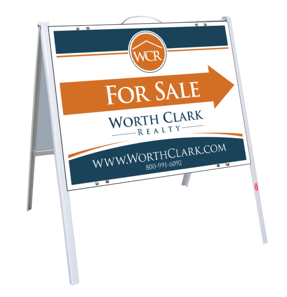 Worth Clark Angle Iron A-Frame and For Sale Sign Panel Unit, 18"h x 24"w, .050 Poly