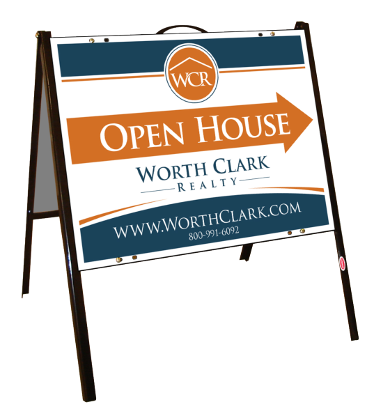 Worth Clark Angle Iron A-Frame and Open House Sign Panel Unit, 18"h x 24"w, .050 Poly