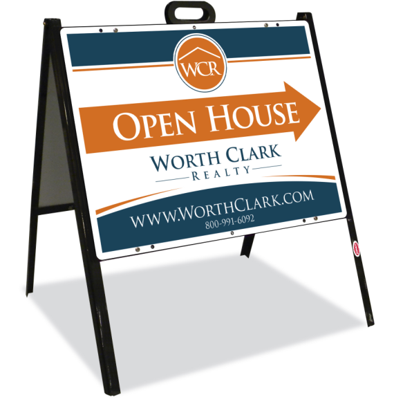 Worth Clark A-Frame and Open House Sign Panel Unit, 18"h x 24"w, Steel