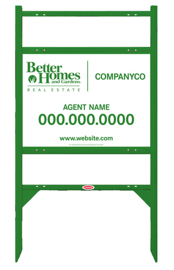 Angle Iron Frame with Two Rider Inserts and Agent Sign Panel Unit, 18h x 24w, Green