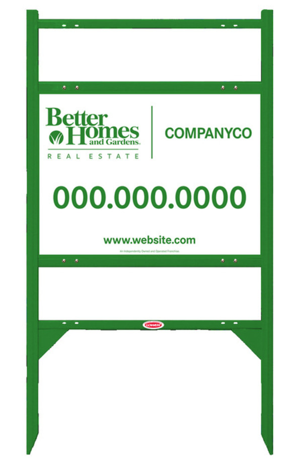 Angle Iron Frame with Two Rider Inserts and Sign Panel Unit, 18h x 24w, Green