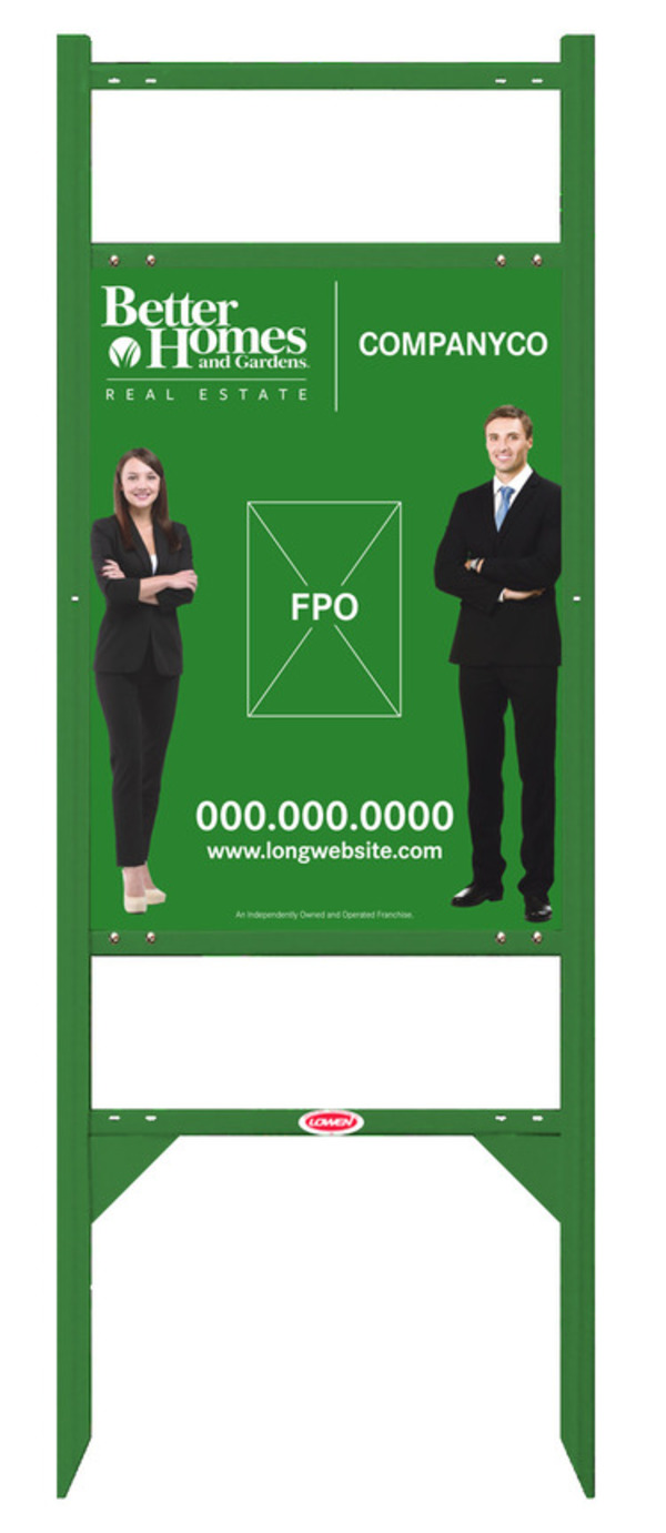 Angle Iron Frame with Two Rider Inserts and Sign Panel Unit, 24h x 18w, Green