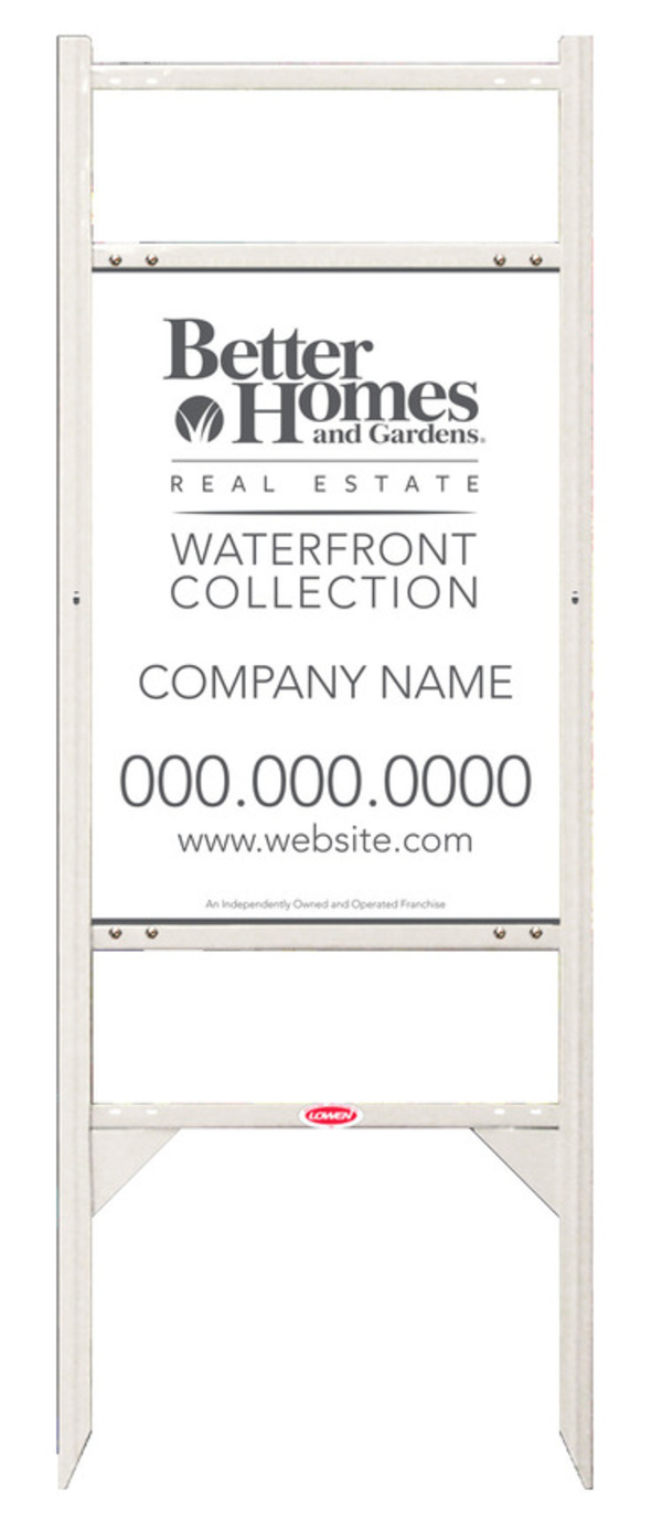 Waterfront Collection angle iron frame and sign panel unit with two rider inserts, 24 GA steel 24h x 18w