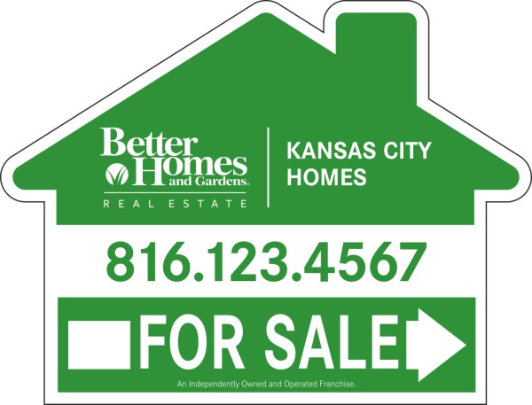 Directional FOR SALE House Shape Sign Panel, 18h x 24w, 4mm Corrugated