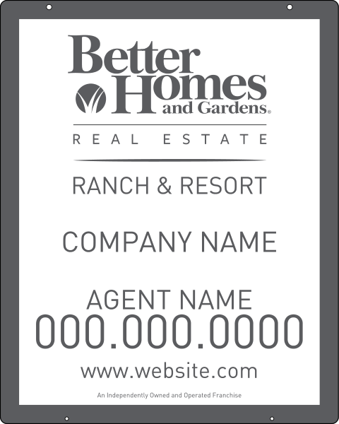 Ranch and Resort agent hanging sign panel, 24 GA steel 30h x 24w