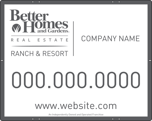 Ranch and Resort real estate panel, 24 GA steel 24h x 30w