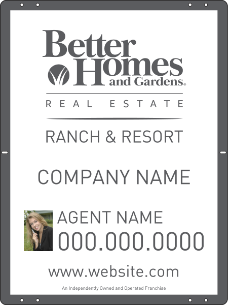 Ranch and Resort real estate photo sign panel, 24 GA steel 24h x 18w