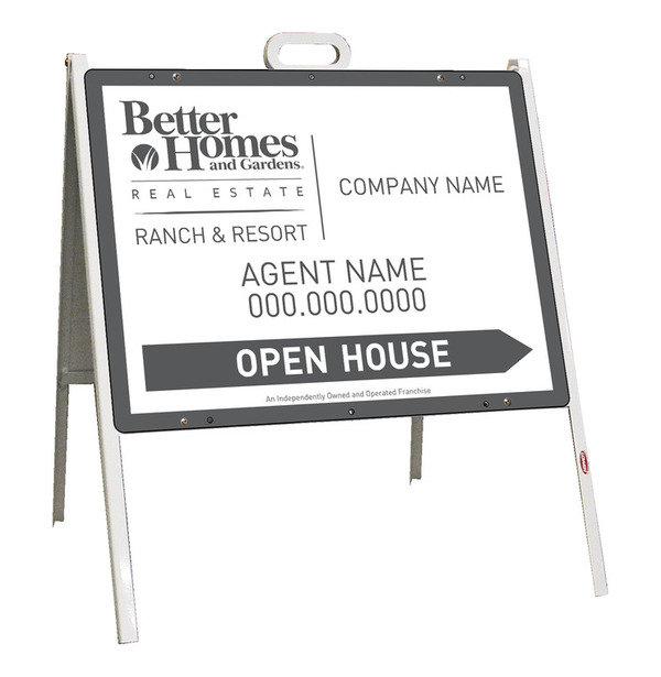 Ranch and Resort open house a-frame and agent sign panel unit, 24 GA steel 18h x 24w