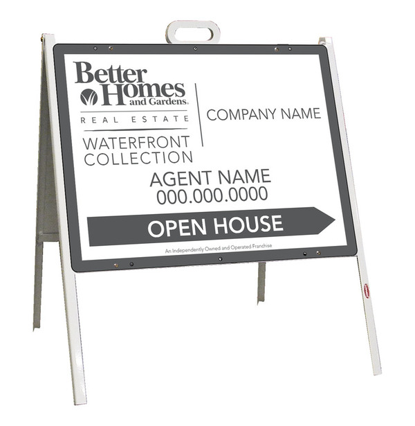 Waterfront Collection open house a-frame and agent sign panel unit, 24 GA steel 18h x 24w