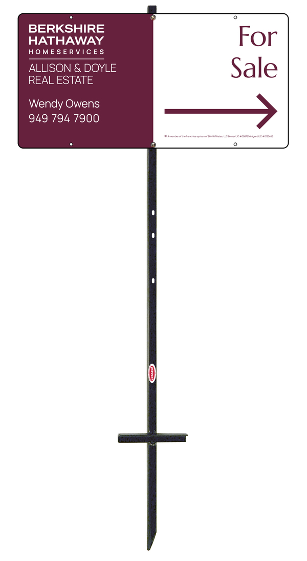 Angle Iron Stake and Agent For Sale Sign Panel Unit, 12h x 24w, Steel