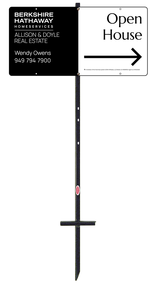 Angle Iron #1 Stake and Agent Open House Sign Panel Unit, 12h x 24w, Steel