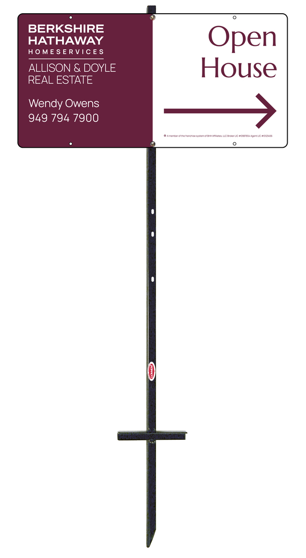 Angle Iron Stake and Agent Open House Sign Panel Unit, 12h x 24w, Steel