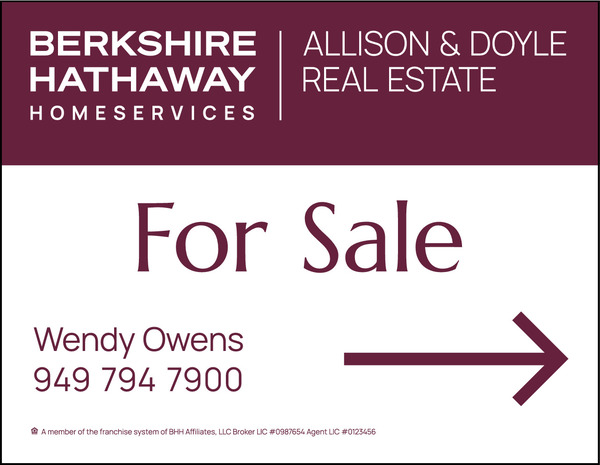 Agent For Sale Sign Panel, 14h x 18w, 4mm Corrugated Plastic