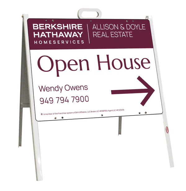 A-Frame and Agent Open House Sign Panel Unit, 18h x 24w, Steel