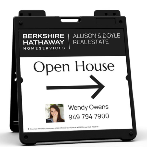 Heavy Duty Plastic A-Frame and Agent Photo Open House Sign Panel Unit, 24h x 24w, Aluminum Composite