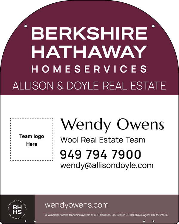 Reflective Hanging Yard Arm Dome Team Logo Sign Panel, 30h x 24w, 3mm Aluminum Composite