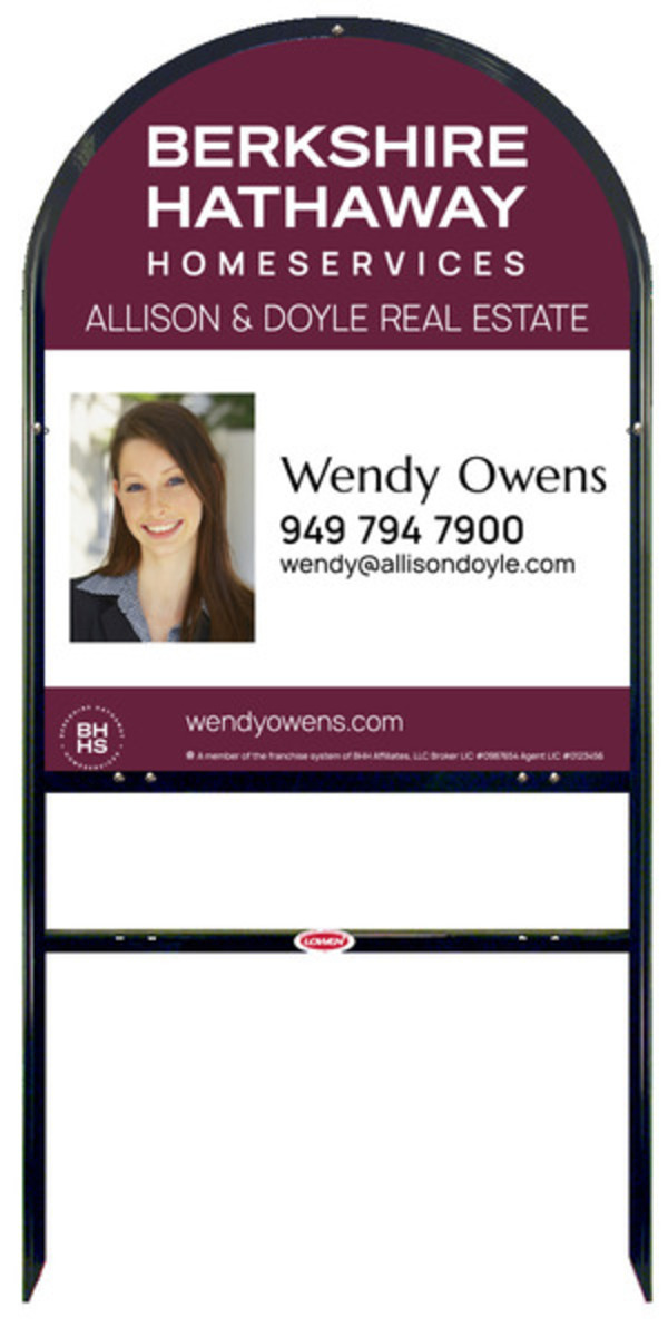 Arc Top Frame w 1 rider inserts and Agent Photo Sign Panel Unit, 30h x 24w, Steel