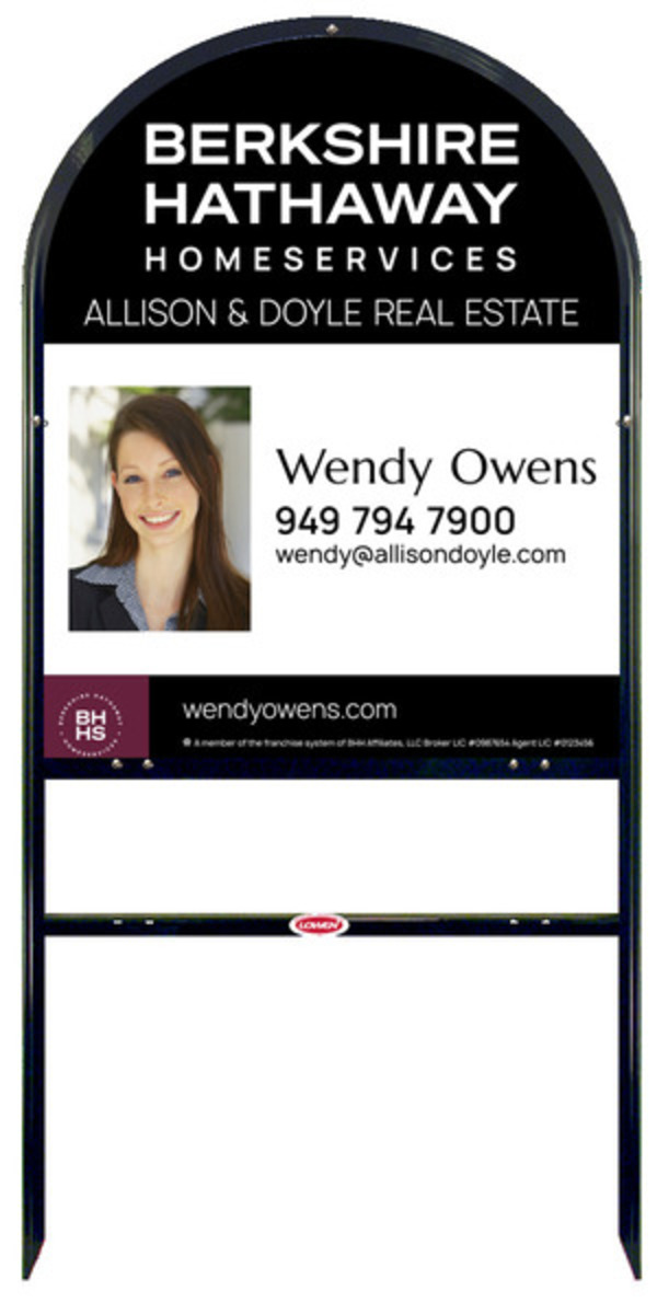 Arc Top Frame w 1 rider inserts and Agent Photo Sign Panel Unit, 30h x 24w, Steel