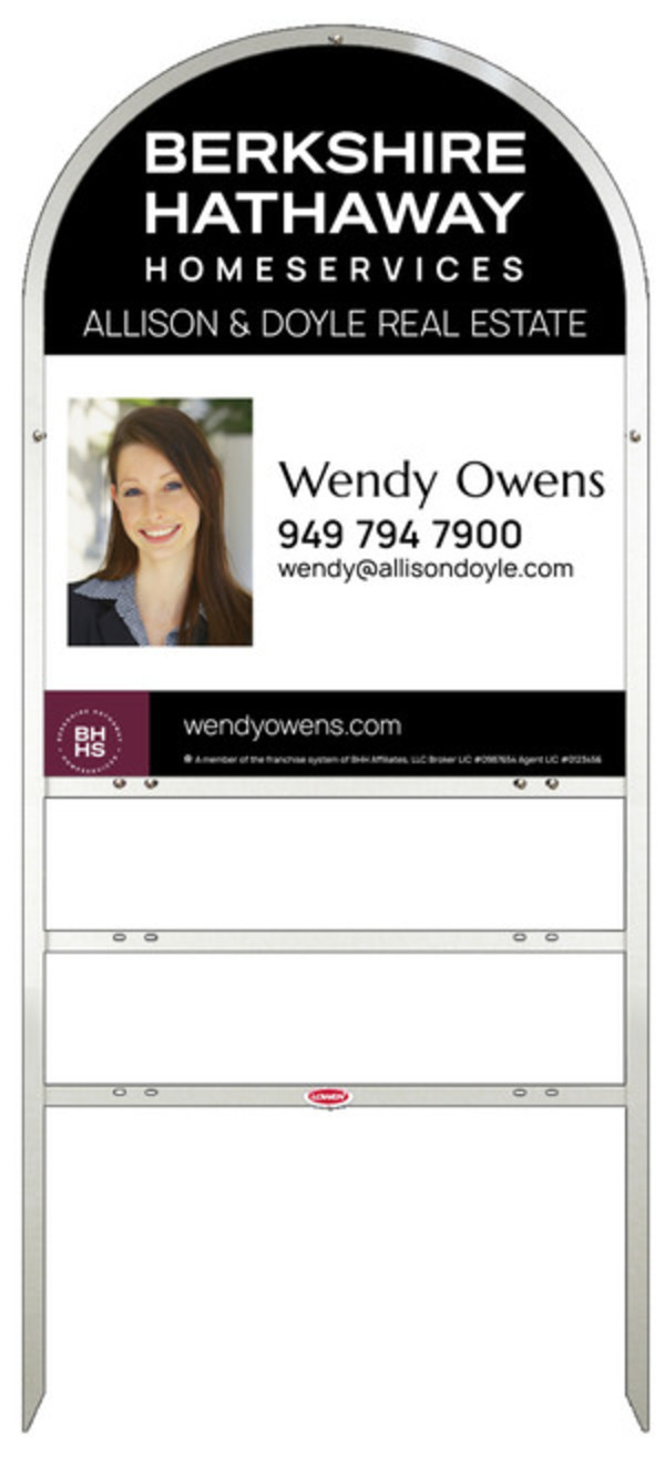 Arc Top Frame w 2 rider inserts and Agent Photo Sign Panel Unit, 30h x 24w, Steel