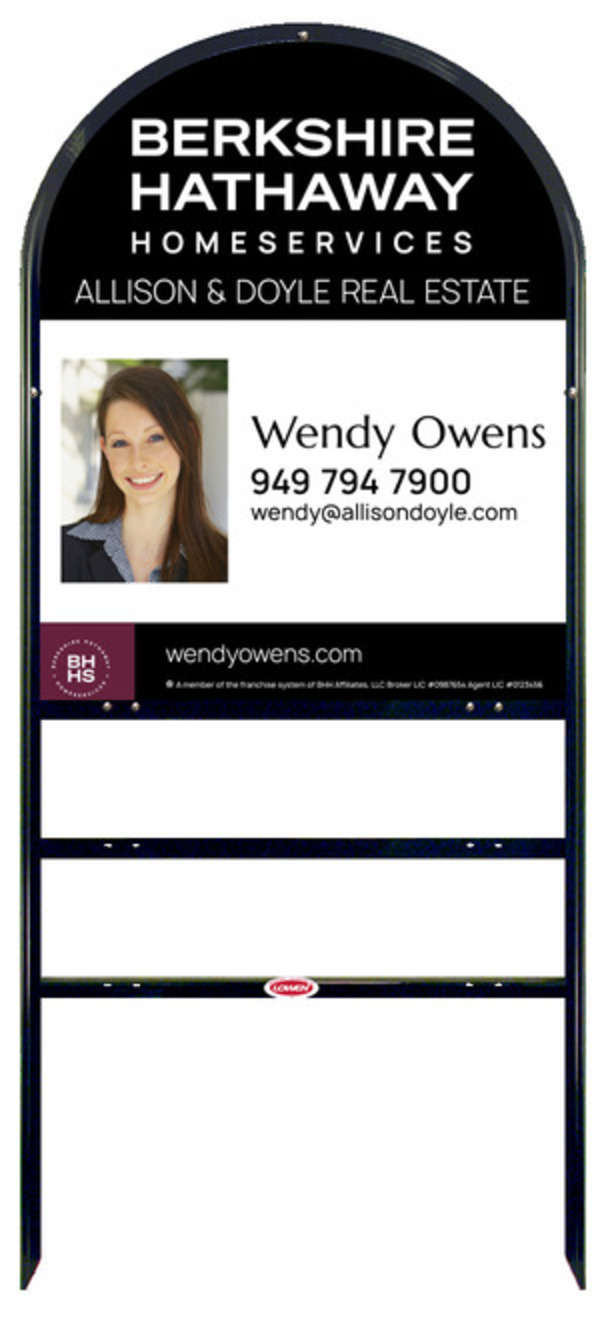 Arc Top Frame w 2 rider inserts and Agent Photo Sign Panel Unit, 30h x 24w, Steel