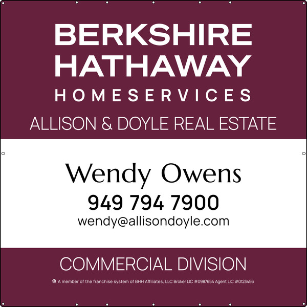 Commercial Division Agent Sign Panel, SF, 48h x 48w, 24 Ga Steel