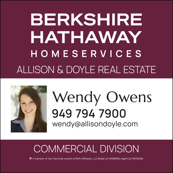 Commercial Division Agent Photo Sign Panel, DF,  48h x 48w, 3mm Aluminum Composite