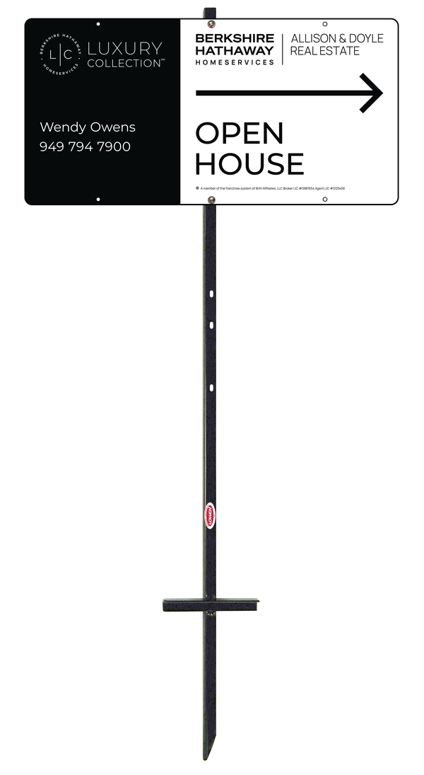 Angle Iron Stake and Agent Open House Sign Panel Unit, 12h x 24w, Steel