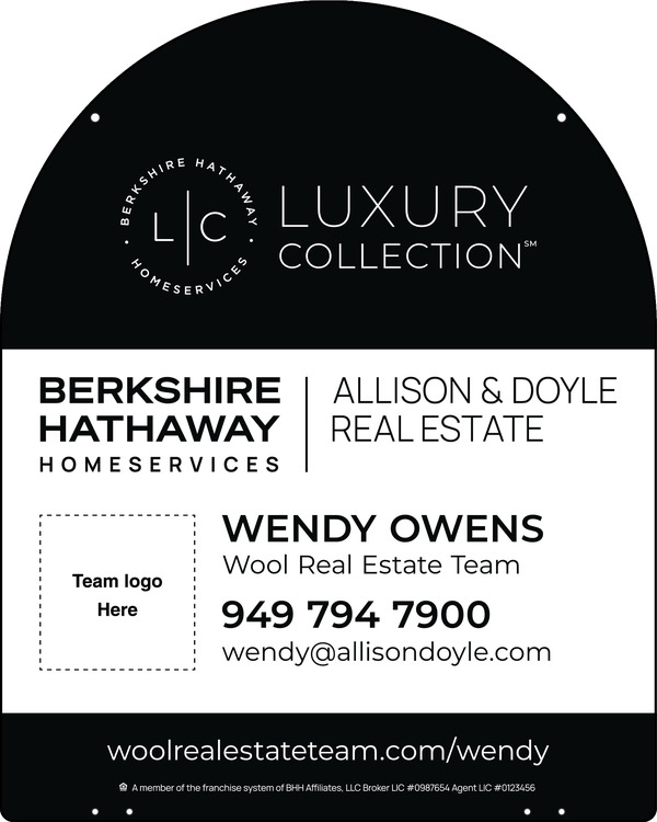 Hanging Yard Arc Top Agent Team Logo Sign Panel, 30h x 24w, 3mm Aluminum Composite