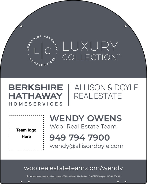 Reflective Hanging Arc Top Agent Team Logo Sign Panel, 30h x 24w, 3mm Aluminum Composite