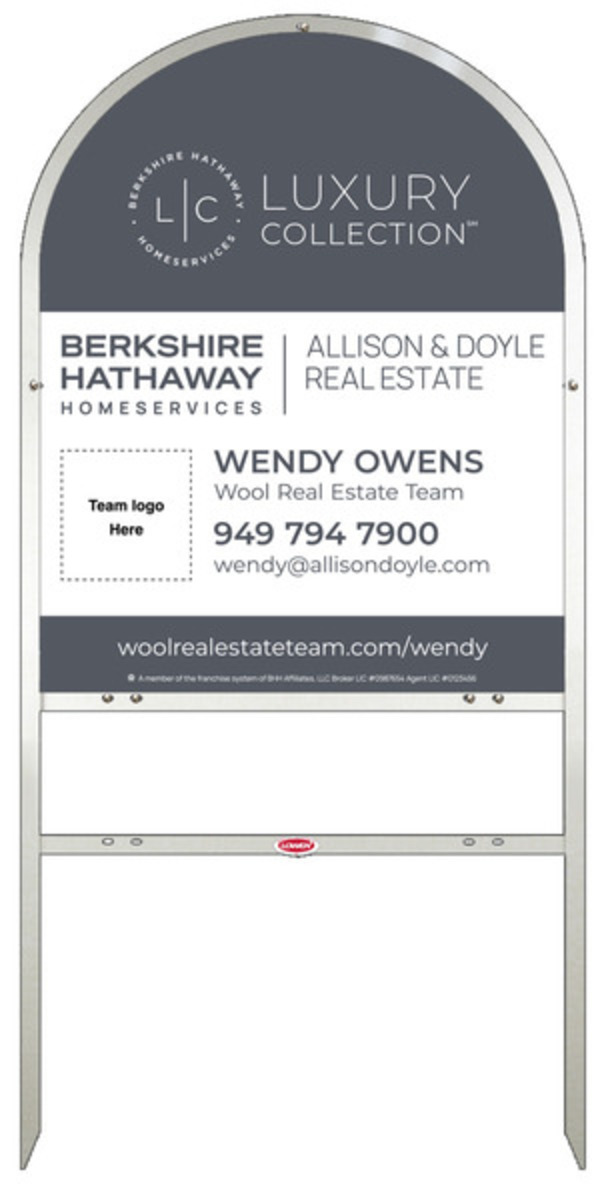 Arc Top Frame w 1 rider inserts and Agent Team Logo Sign Panel Unit, 30h x 24w, Steel