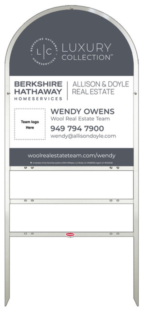 Arc Top Frame w 2 rider inserts and Agent Team Logo Sign Panel Unit, 30h x 24w, Steel