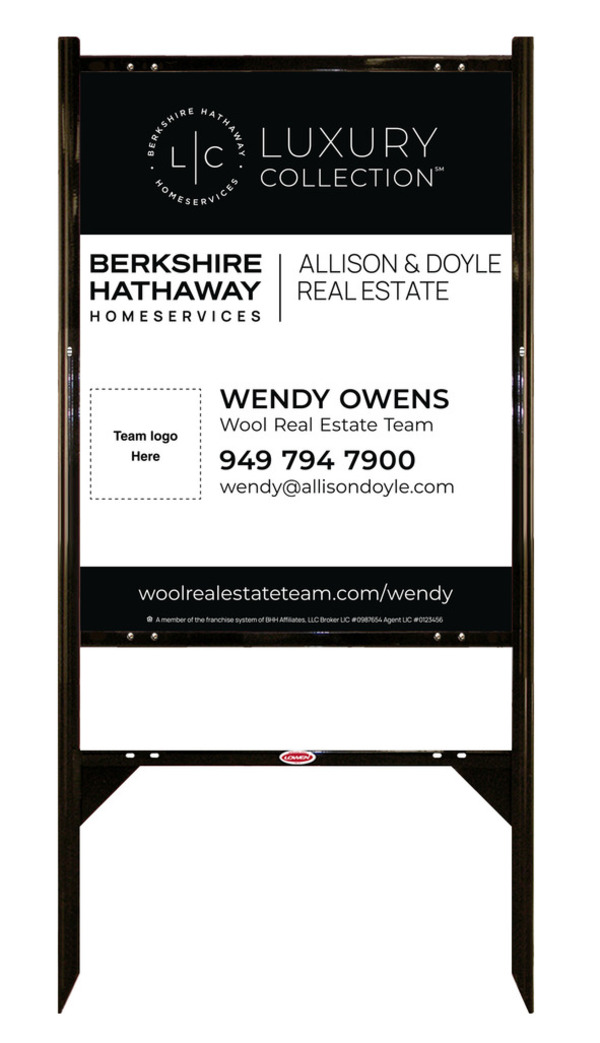 Angle Iron Frame and Agent Team Logo Sign Panel Unit, 30h x 24w, Steel