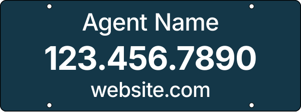 Agent Name w Website Hanging Sign Rider, 9h x 24w, 3MM Aluminum Composite