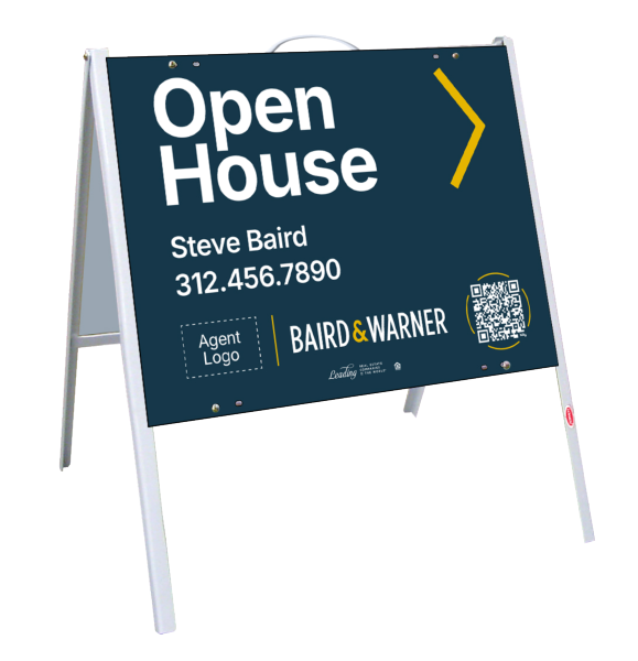 A-Frame and Agent Logo Open House Sign Panel Unit, 18h x 24w, .050 Poly