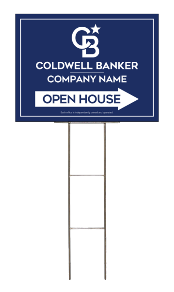 Wire H-Stake and Office Open House Sign Panel Unit, 18h x 24w, 4mm Corrugated