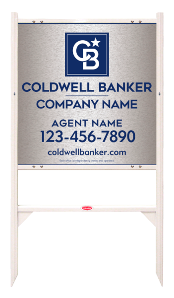 Angle Iron Frame and Agent Sign Panel Unit, 24h x 24w, Brushed Aluminum Composite