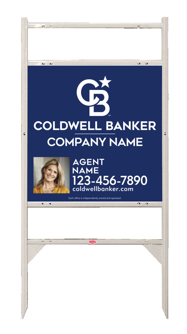 Angle Iron Frame w 2 Rider Inserts and Agent Photo Sign Panel Unit, 24h x 24w, Steel