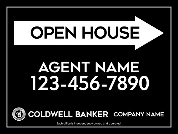 Directional Agent Open House Sign Panel, 18h x 24w, 4mm Corrugated