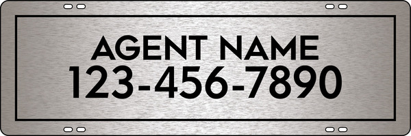 Agent Name Sign Rider, 8h x 24w, 3MM Brushed Aluminum Composite